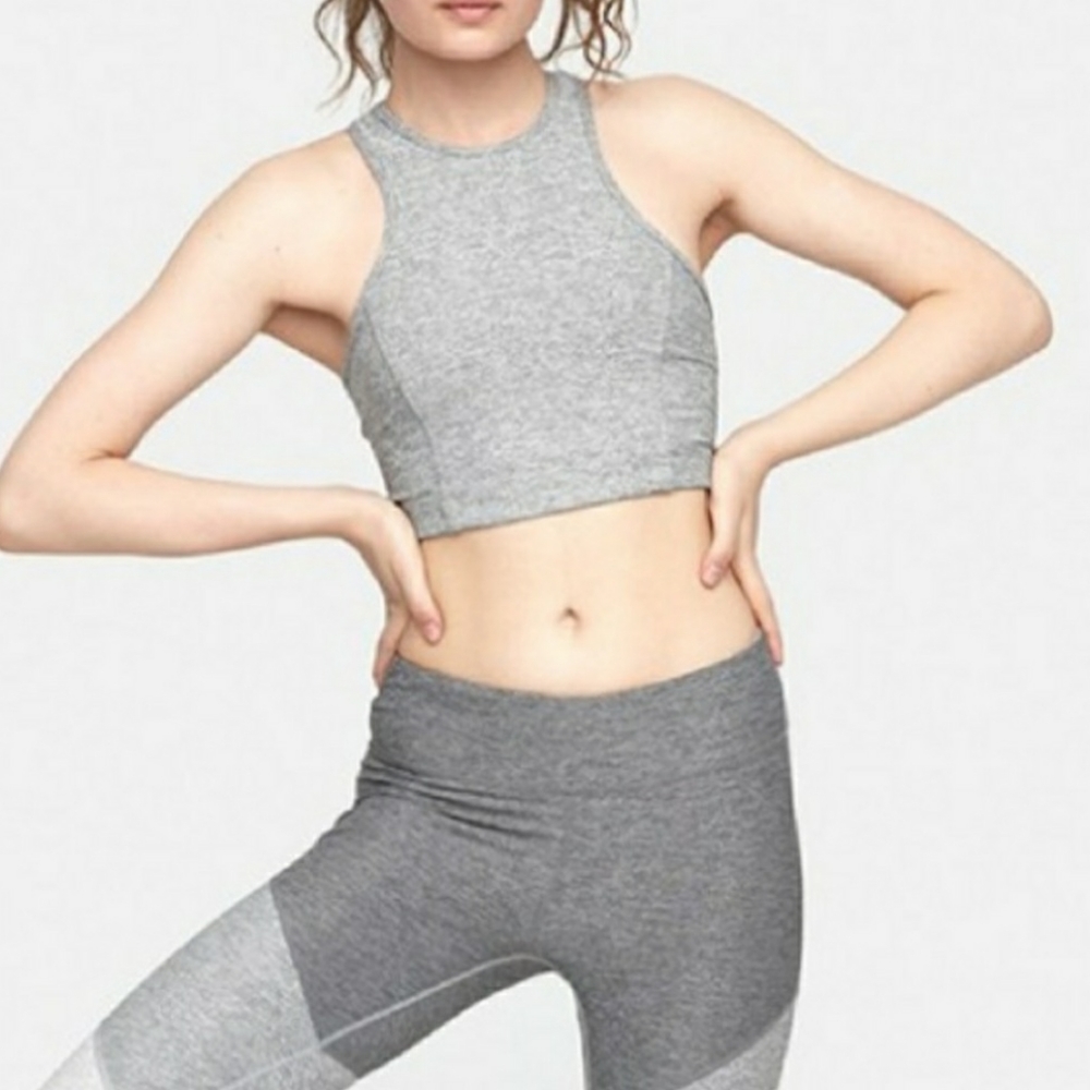Outdoor Voices Heather Grey Athena Crop Sports Bra